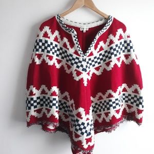 Woven Heart Boho Chic Poncho Cape Size M